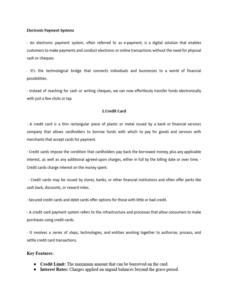 Electronic Payment System | PDF | Credit Card | Debit Card