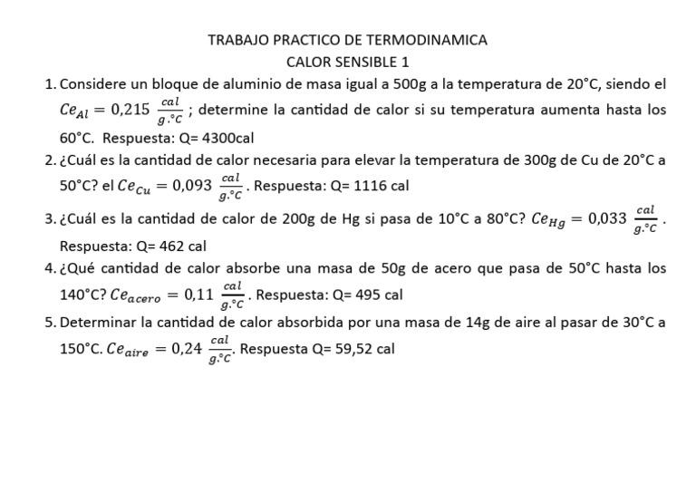 TP Calor Sensible 1 | PDF