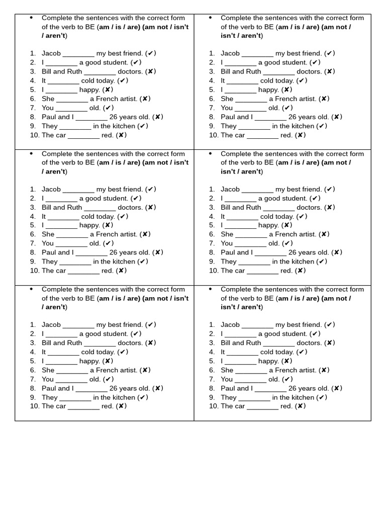 Verb To Be Exercises for Beginners | PDF | Grammar | Linguistics