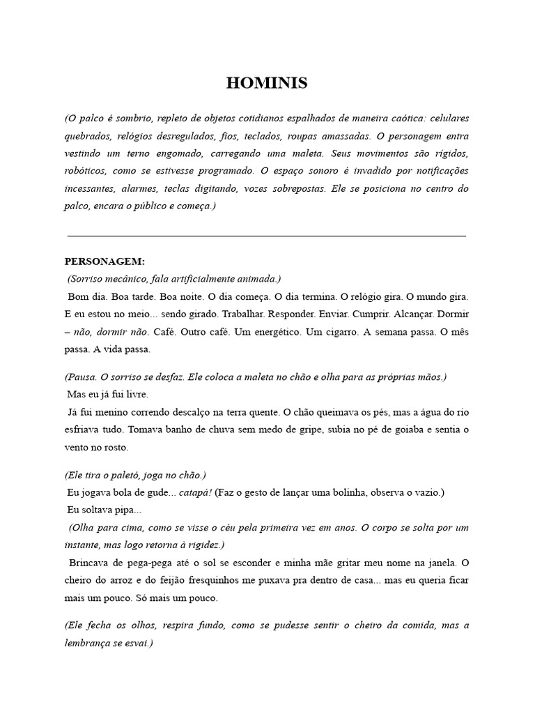 Reflexão sobre a perda da humanidade | PDF