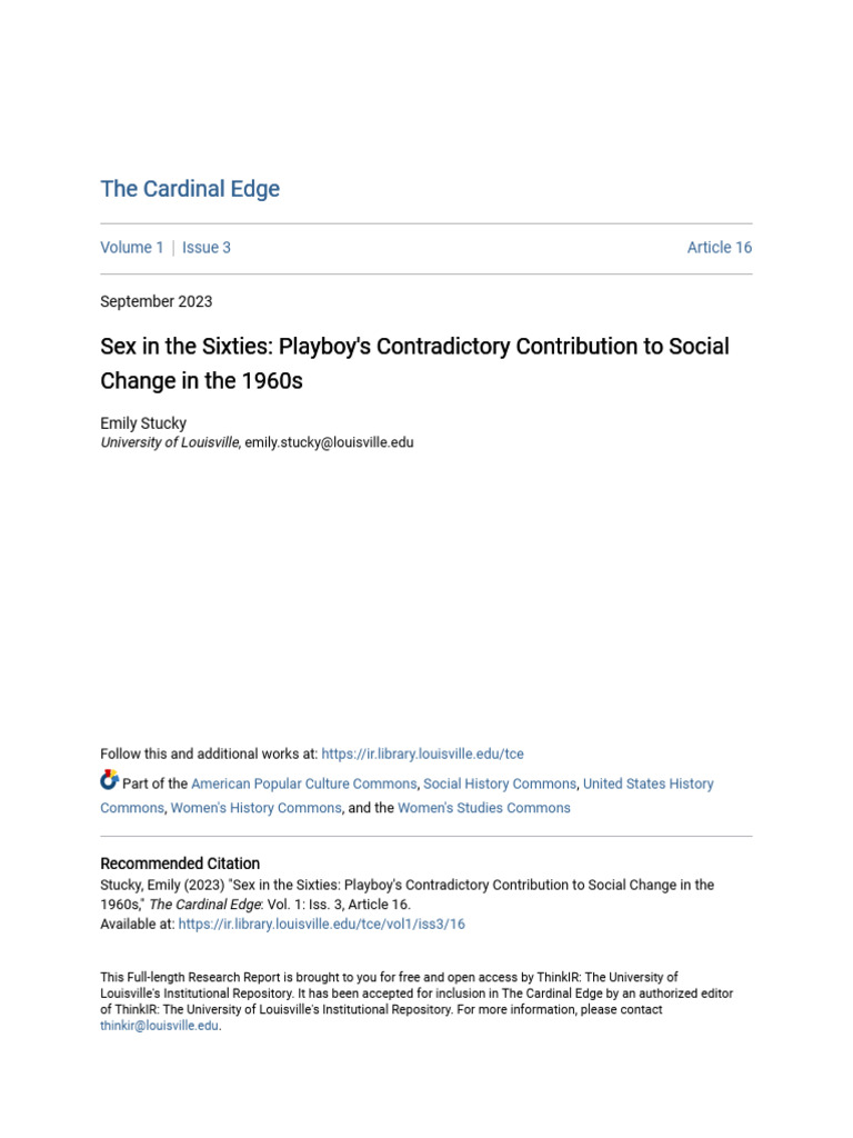 Sex in The Sixties Playboy and Social Justice PDF Feminism