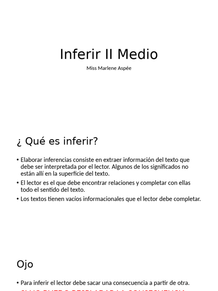 Cómo Inferir en Lectura: Guía Práctica | PDF