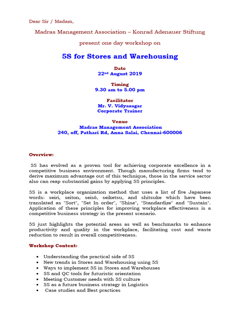 5S For Stores and Warehousingevent - 761 | PDF | Strategic Management ...