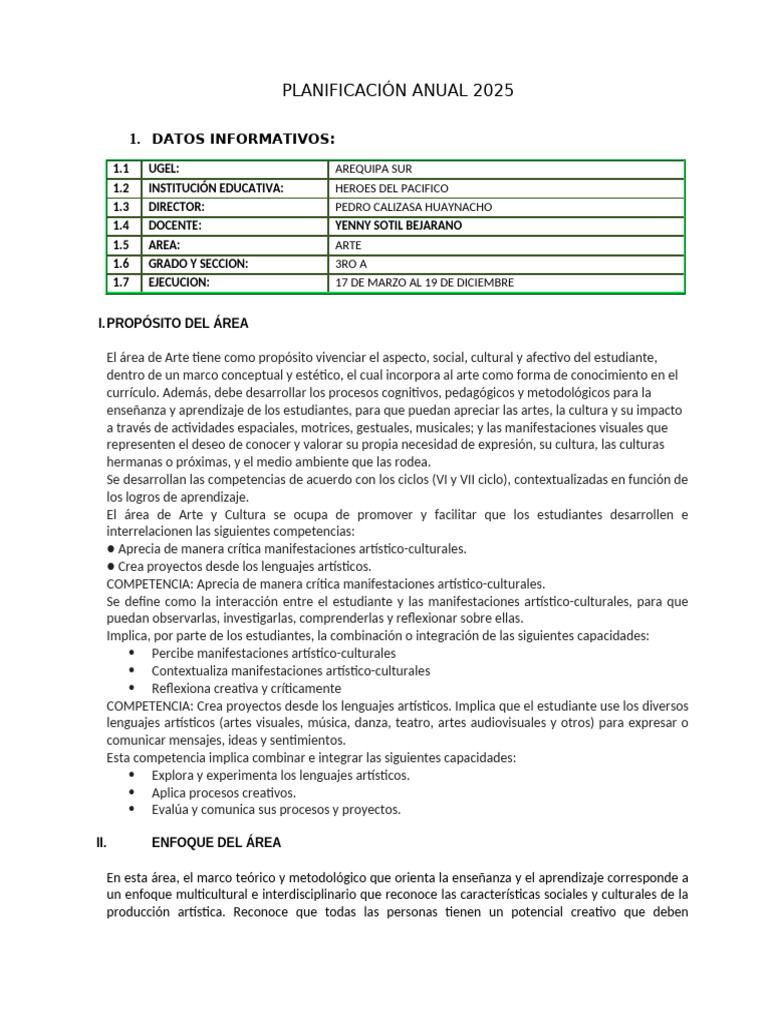 3° Planificación - Anual - H. Pacifico 2024-3º | PDF | Aprendizaje ...