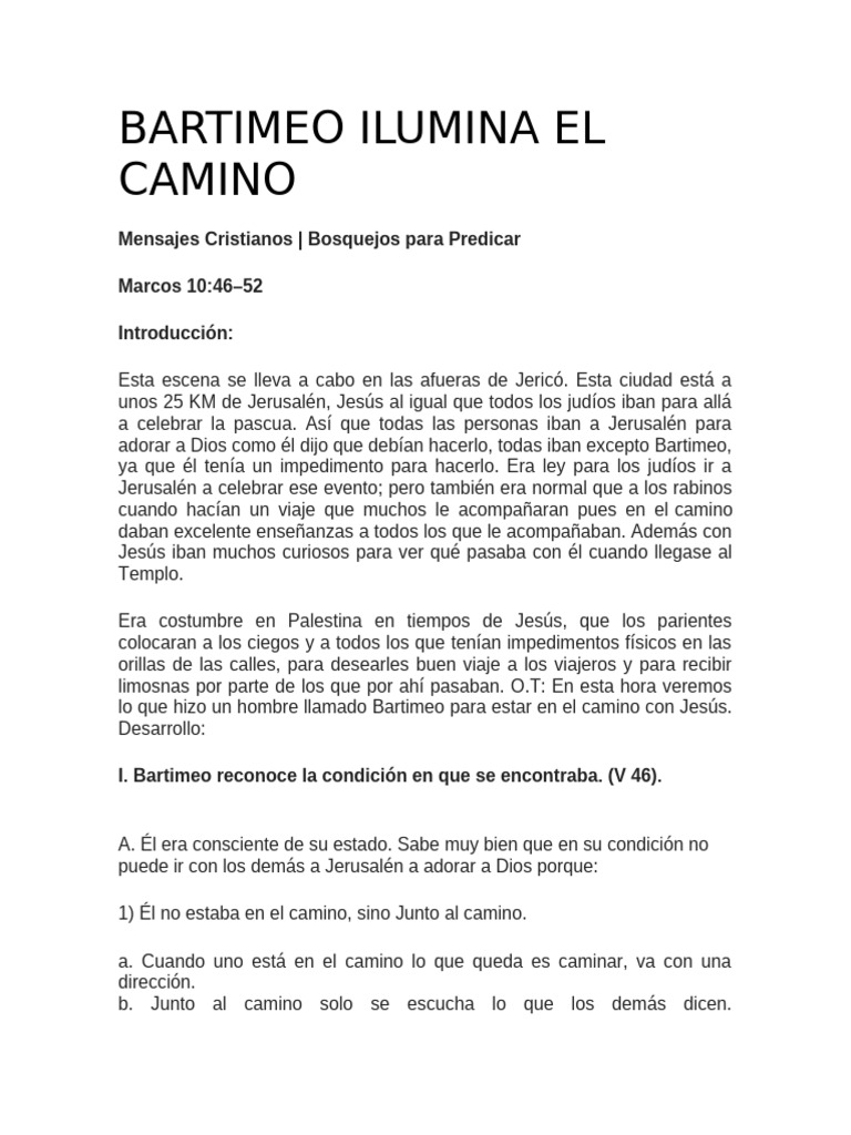 Bartimeo: Fe que Ilumina el Camino | PDF | Jesús | Cristo (título)