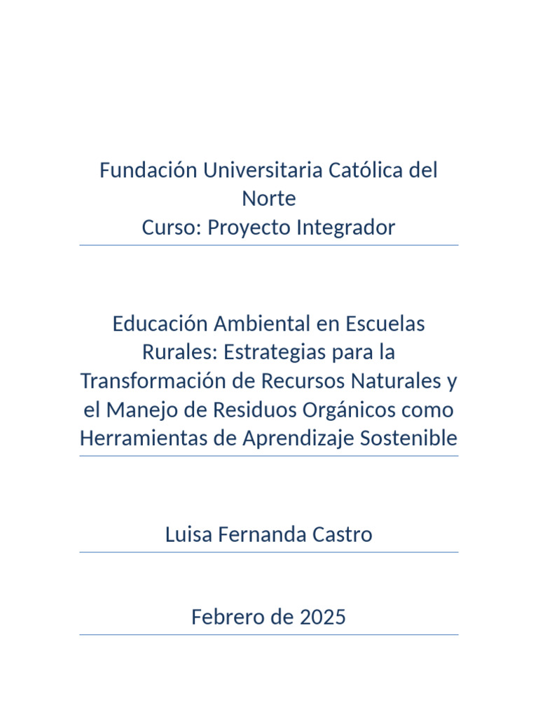 Educación Ambiental en Escuelas Rurales | PDF | Sustentabilidad | Residuos