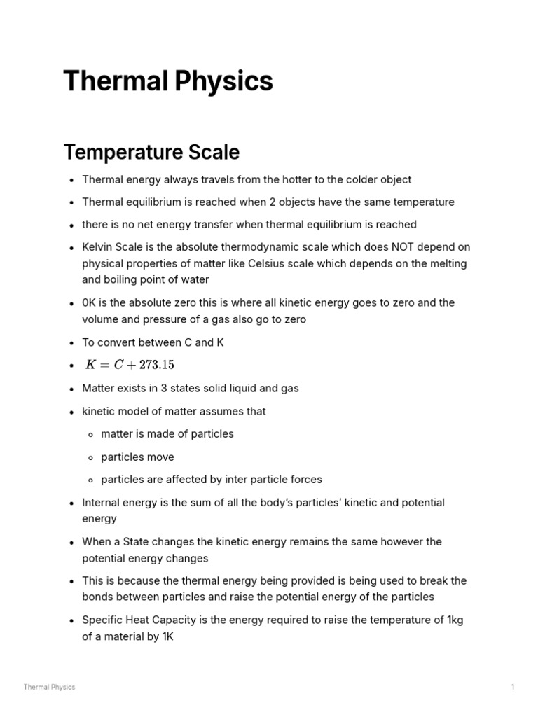 Thermal Physics | PDF | Temperature | Gases