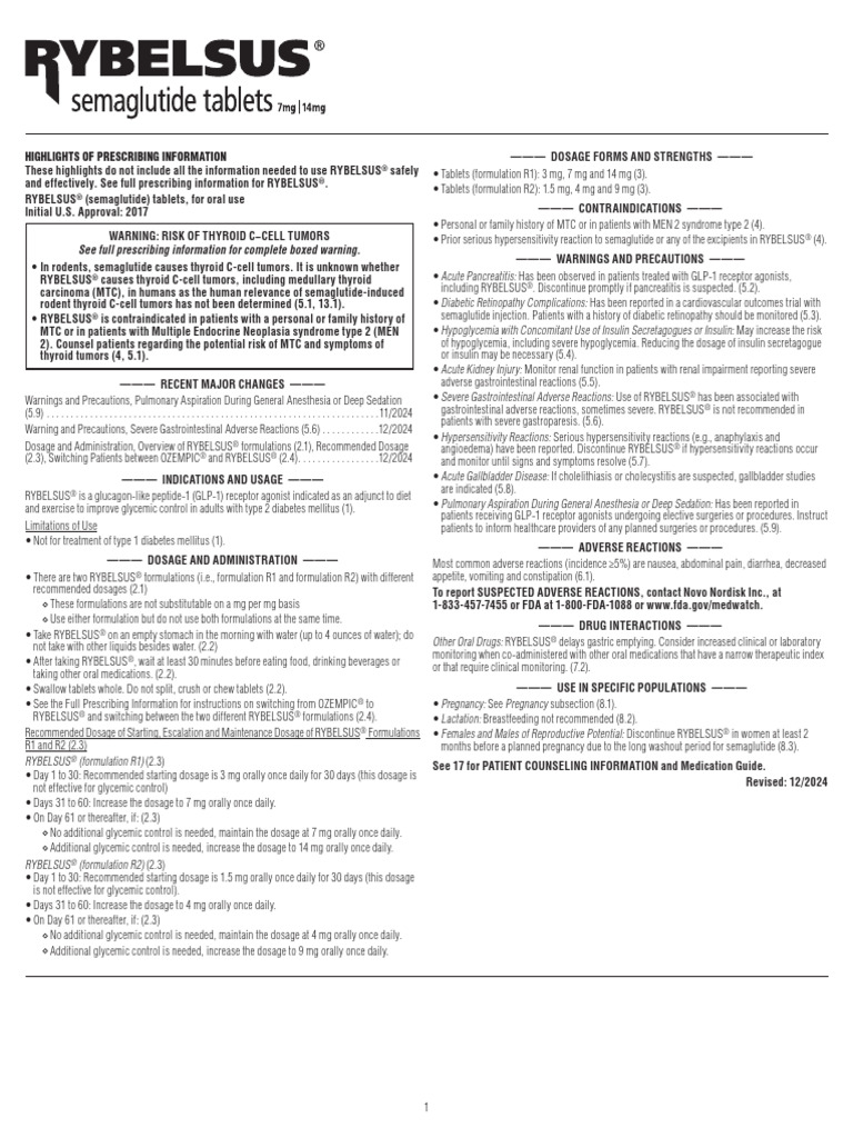 Rybelsus | PDF | Diabetes | Medical Treatments
