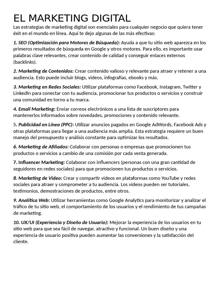 Estrategias de Marketing Digital Efectivas | PDF | Marketing de motores ...