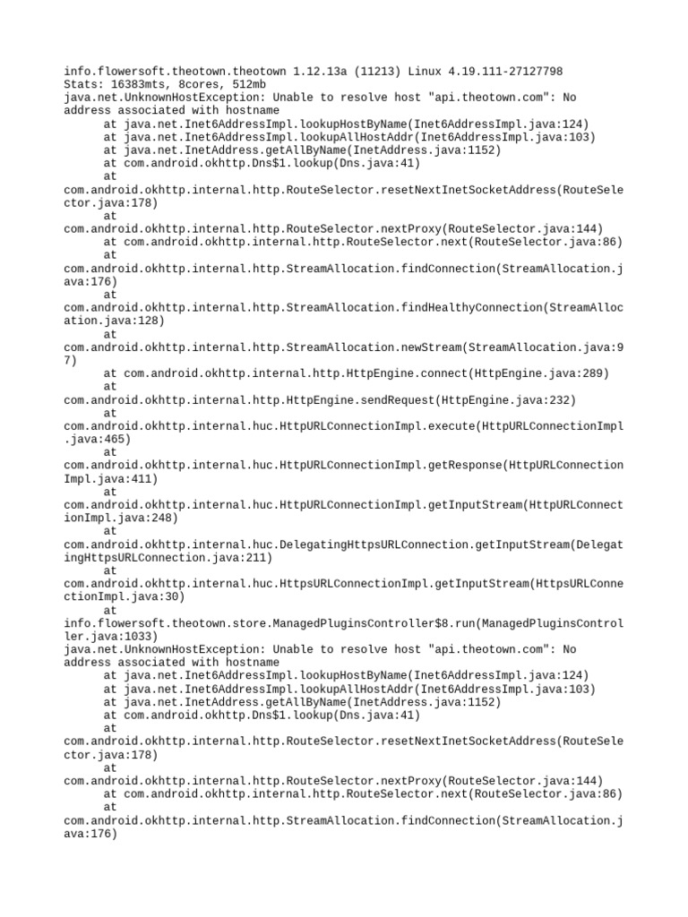 TheoTown API Host Resolution Error | PDF | Domain Name System | Data ...