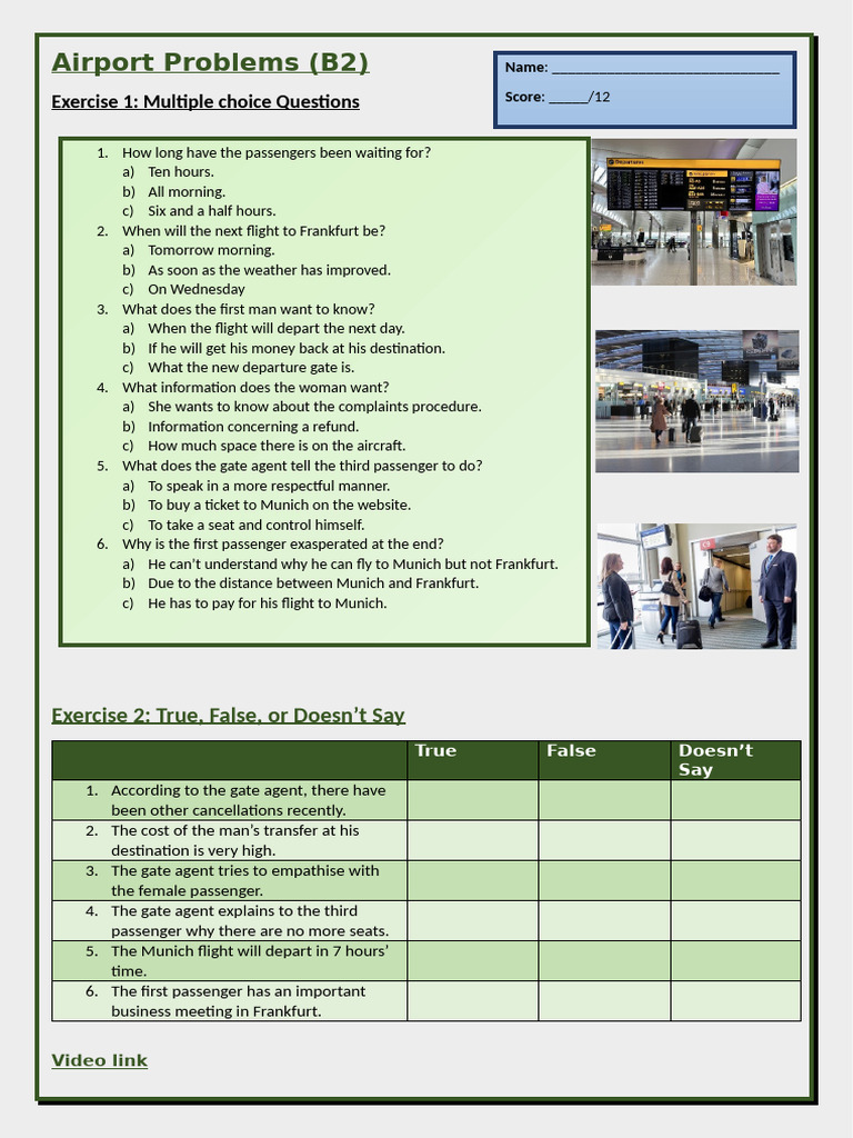 Airport Listening Exercises B2 | PDF