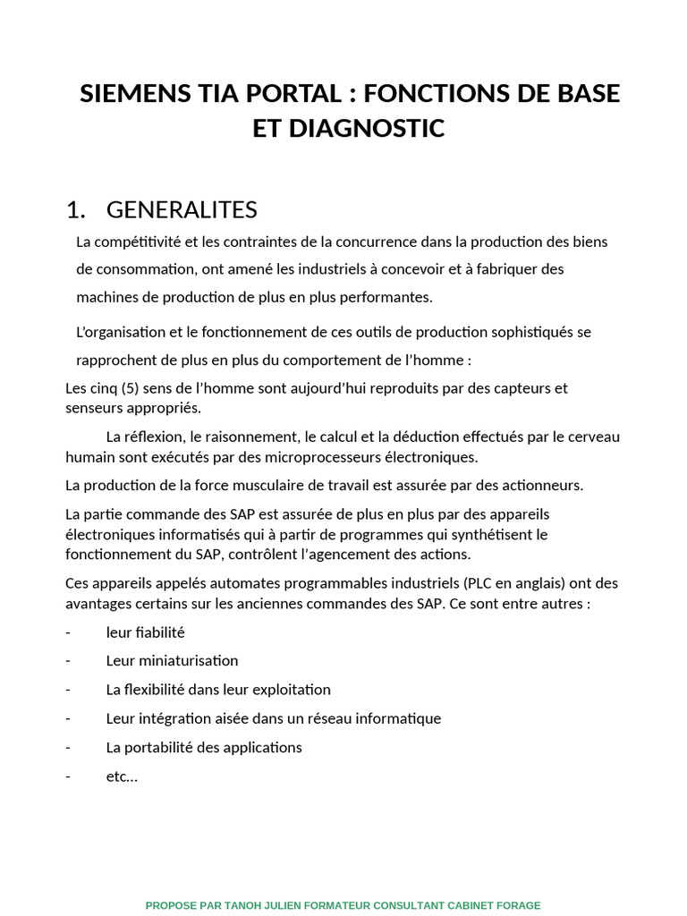 Fonctions de base des API Siemens | PDF | Programmation | Programme ...