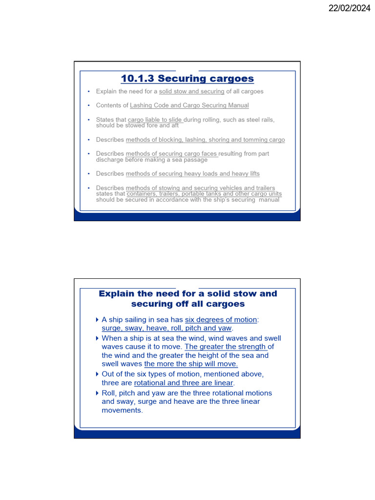 Cargo Securing Methods and Guidelines | PDF | Cargo | Ships