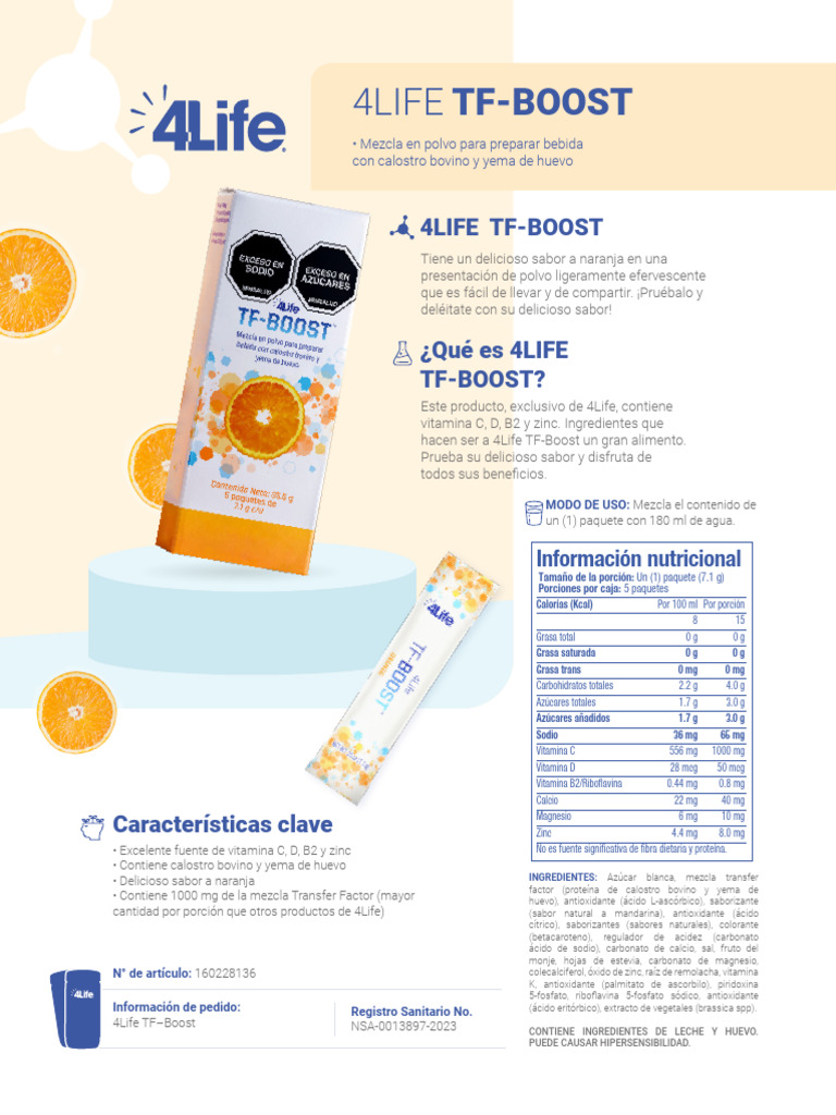 4Life TF-Boost: Bebida Nutritiva Efervescente | PDF | Antioxidante ...