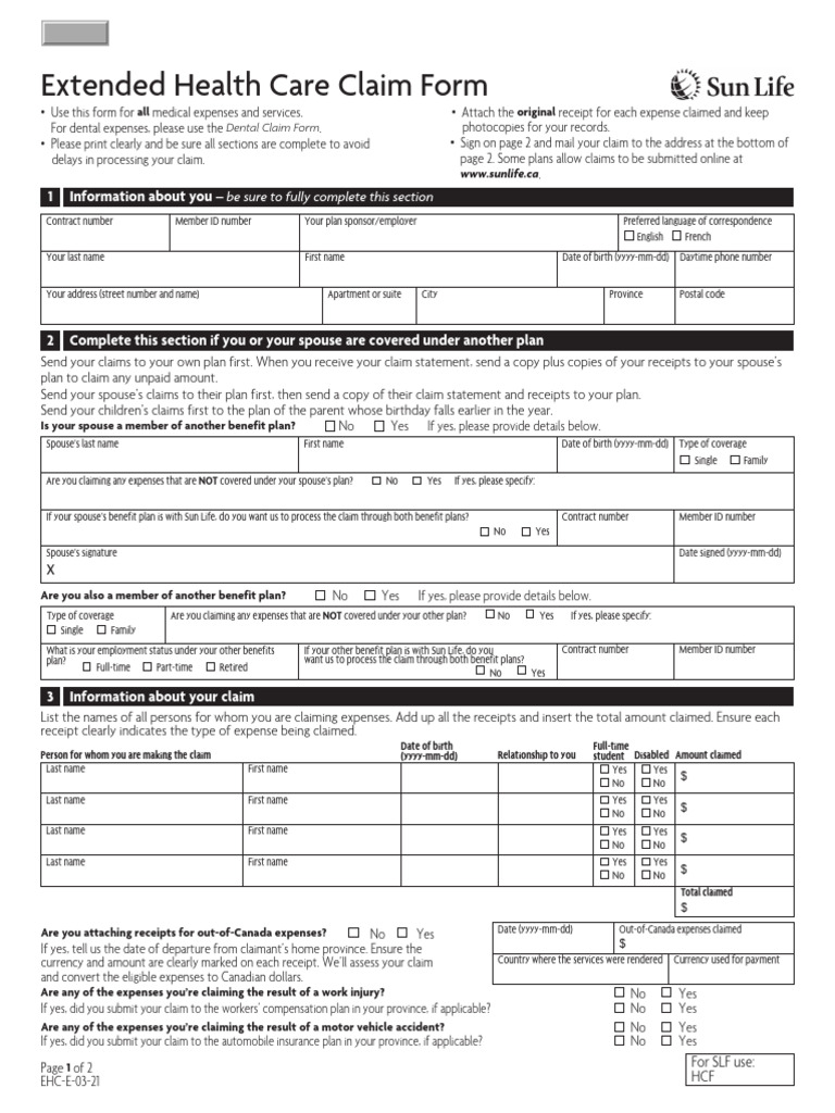 Ehc e Fillable | PDF | Insurance | Life Insurance