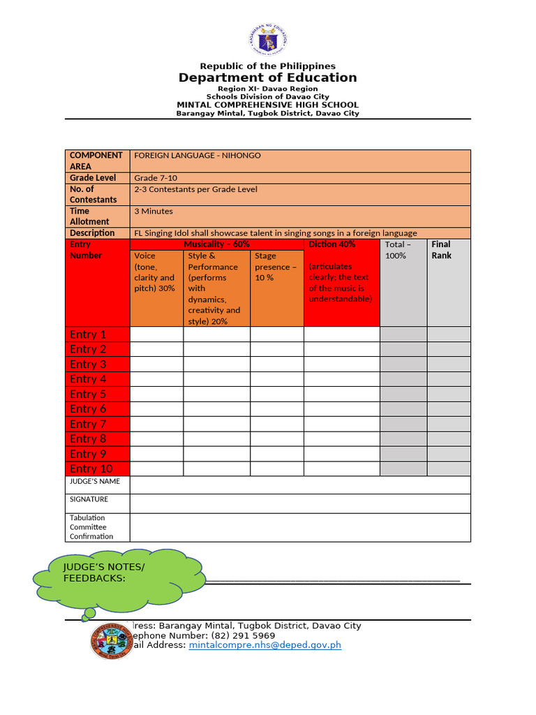 Singing Idol Score Sheets | PDF