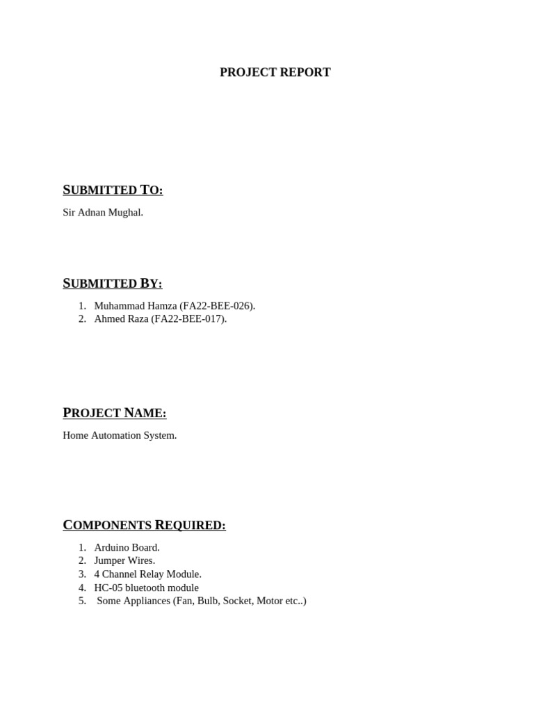 Home Automation System Project Report | PDF