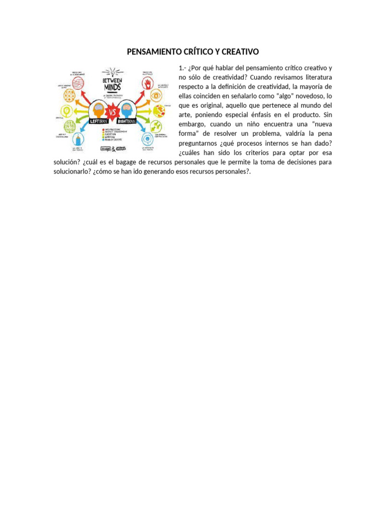 Pensamiento Crítico y Creativo | PDF