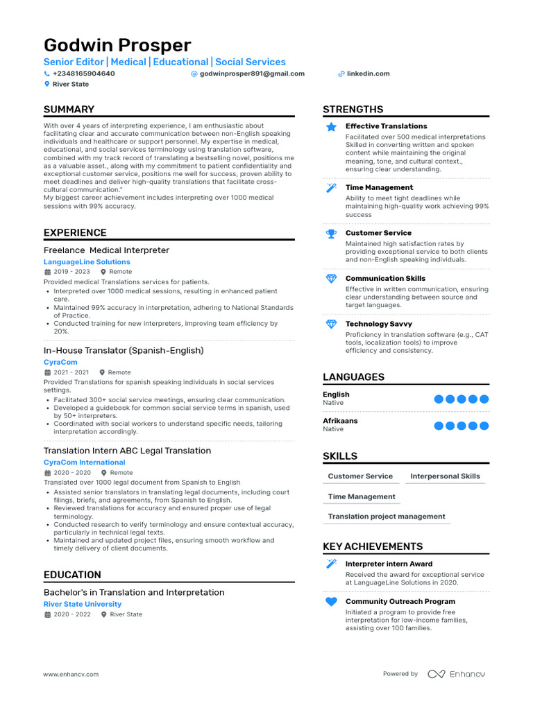 Medical Interpreter Resume Summary | PDF | Language Interpretation ...