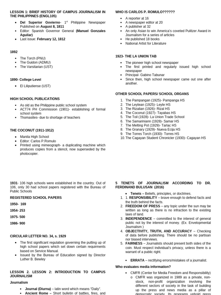 History of Campus Journalism in the Philippines | PDF | Journalism