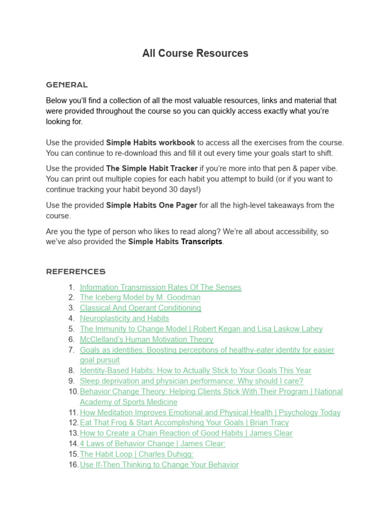 All Course Resources Pdf Habits Psychology