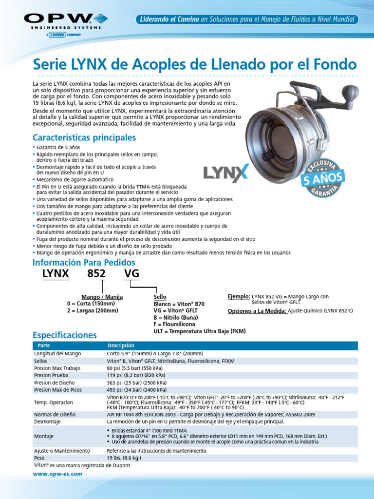 Lynx Data Sheet Espanol | PDF | Ingeniería mecánica