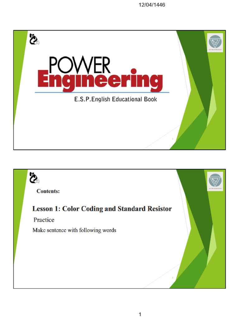 Lesson 1 1403 Pdf Resistor Electrical Engineering