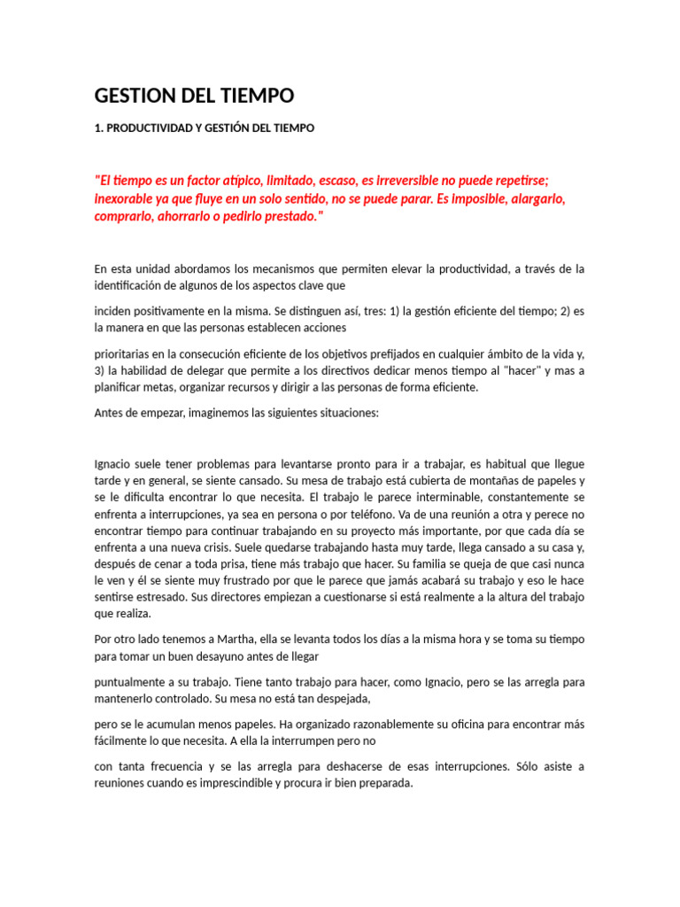 Mejora tu Productividad y Gestión del Tiempo | PDF | Gestión del tiempo ...