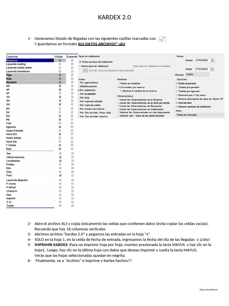 Instrucciones para Imprimir Kardex 2.0 | PDF
