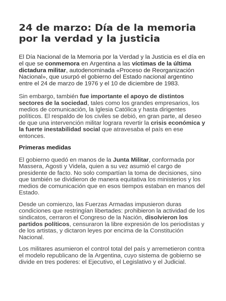 24 de Marzo Dia de La Verdad, Memoria y Justicia | PDF | Gobierno