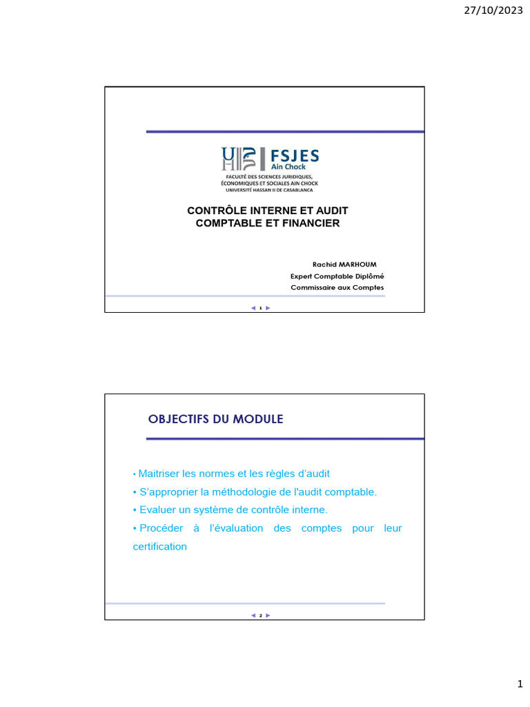 Audit Comptable et Contrôle Interne | PDF | Audit financier | Audit