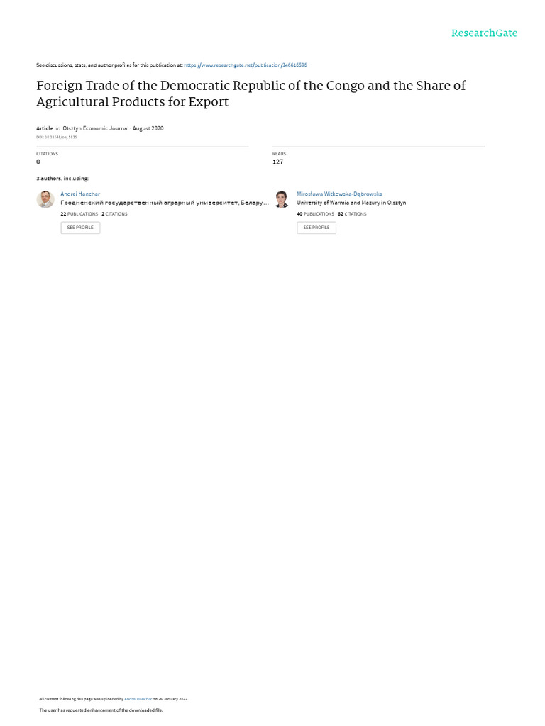 DRC Foreign Trade & Agricultural Exports | PDF | World Trade ...