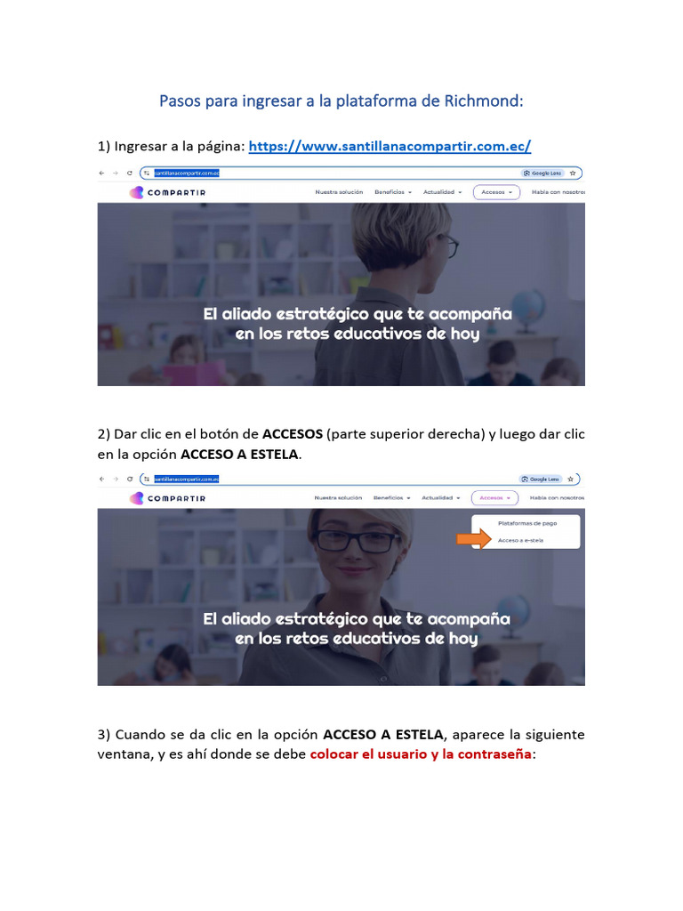 Cómo ingresar a Richmond Learning Platform | PDF