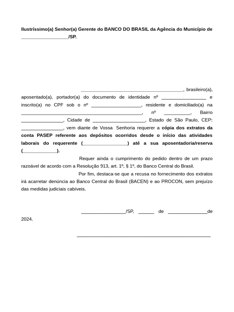 Solicitação de Extrato PIS/PASEP | PDF