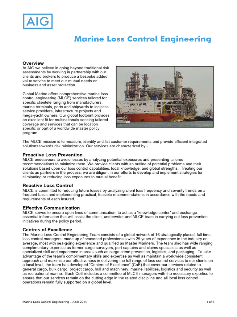 Marine Loss Control Engineering Overview | PDF | Cargo | Risk