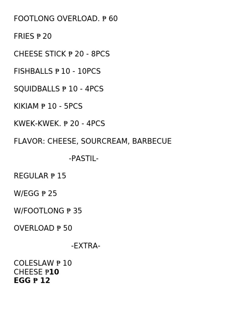 Footlong Overload Pricing Details | PDF
