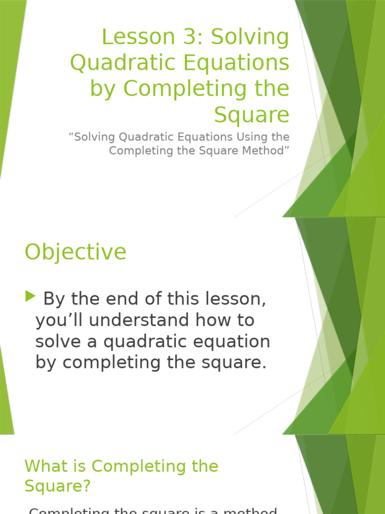 Completing the Square for Quadratics | PDF