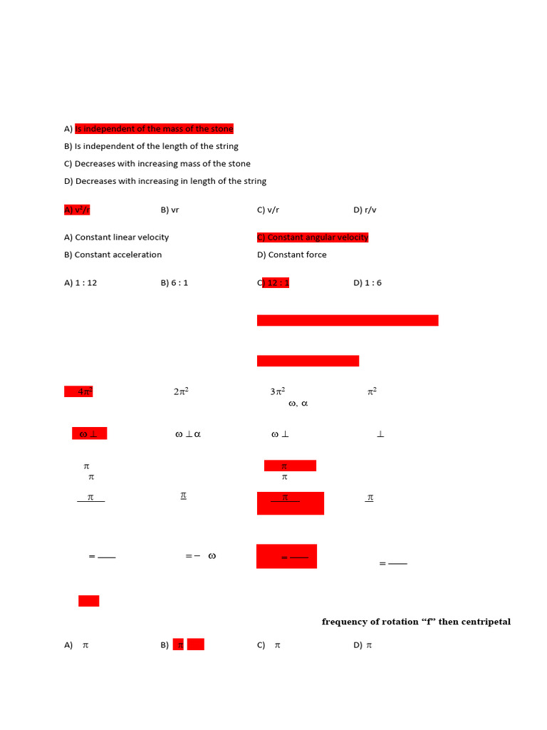Circular Motion Unit Test Questions | PDF | Acceleration | Velocity