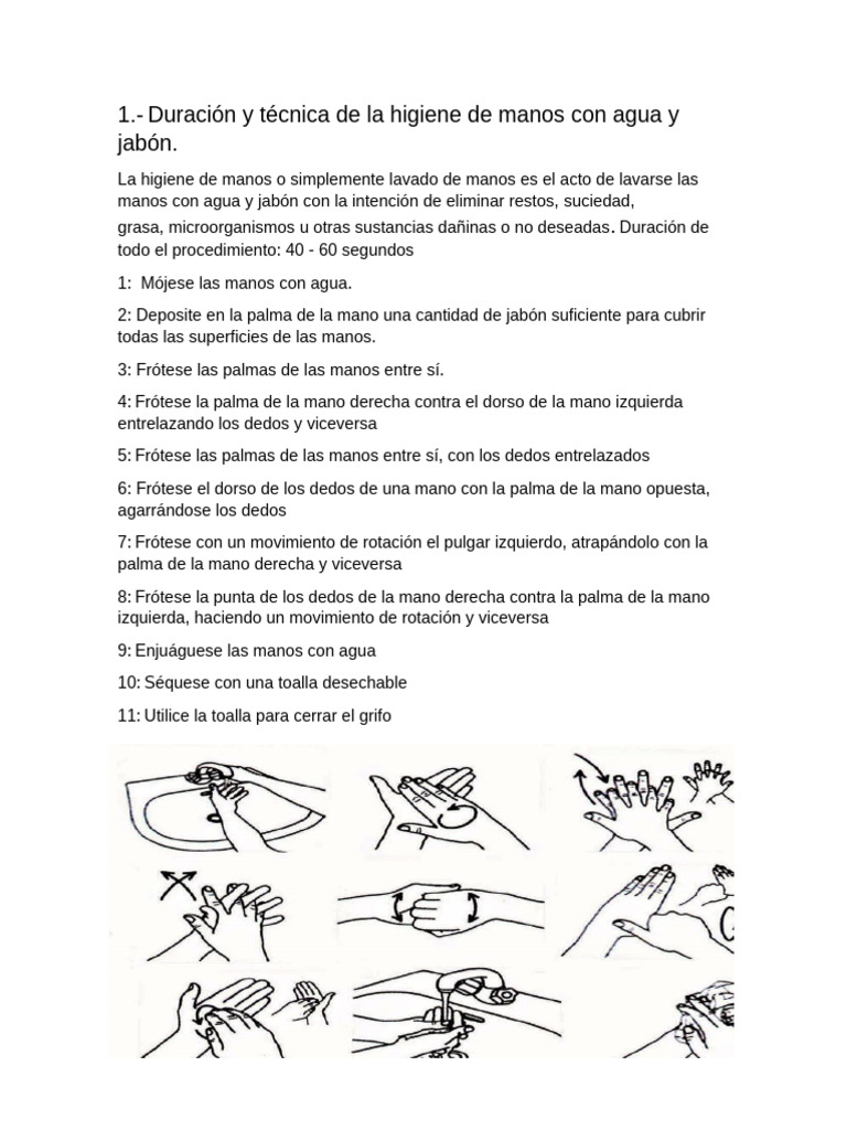 Técnicas y momentos del lavado de manos | PDF | Lavado de manos | Higiene