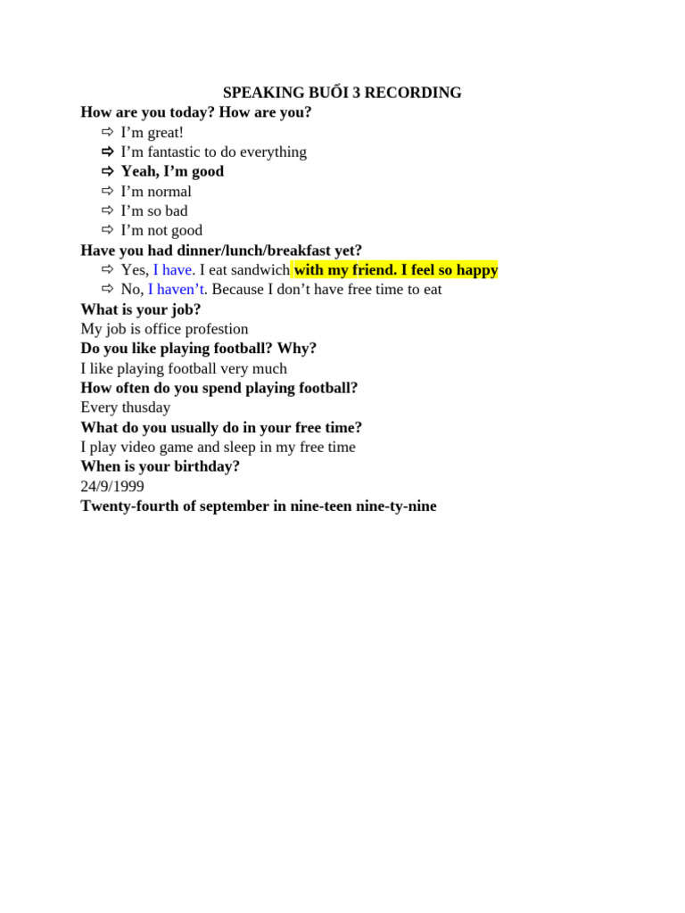 Speaking Practice Session 3 Transcript | PDF