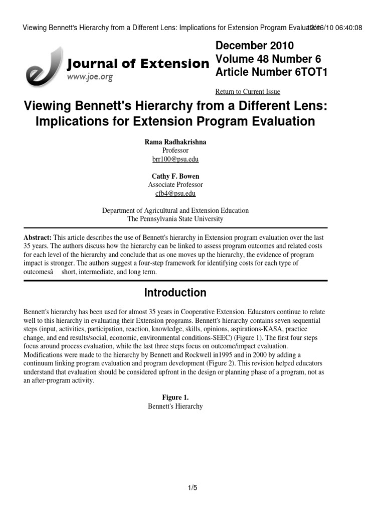 Evaluating Extension Programs with Bennett's Hierarchy | PDF | Program ...
