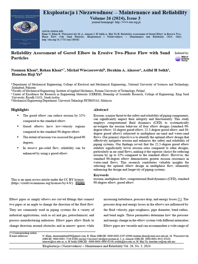 Gored Elbow Erosion in Two-Phase Flow | PDF | Wear | Turbulence