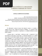 A busca poética e a realidade a inédita verdade do texto