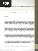 A memória dos afetos em viagem de Cicília Meireles