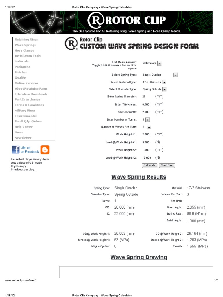 Rotor Clip Company - Wave Spring Calculator | PDF