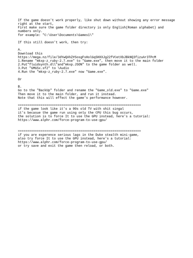 Read If The Game Doesn T Work Properly Pdf