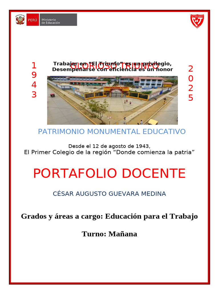 Carátula para Portafolio Docente 2025 | PDF