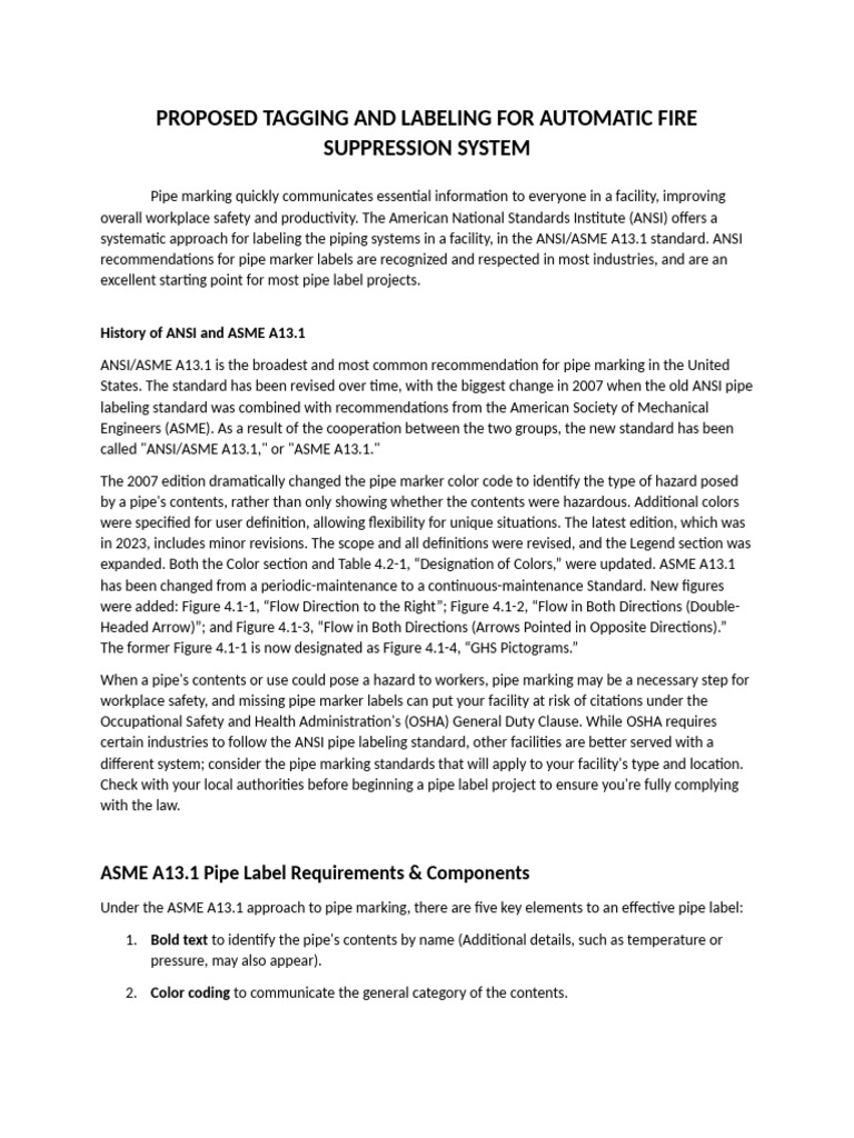 ANSI/ASME A13.1 Pipe Labeling Guide | PDF | Pipe (Fluid Conveyance ...