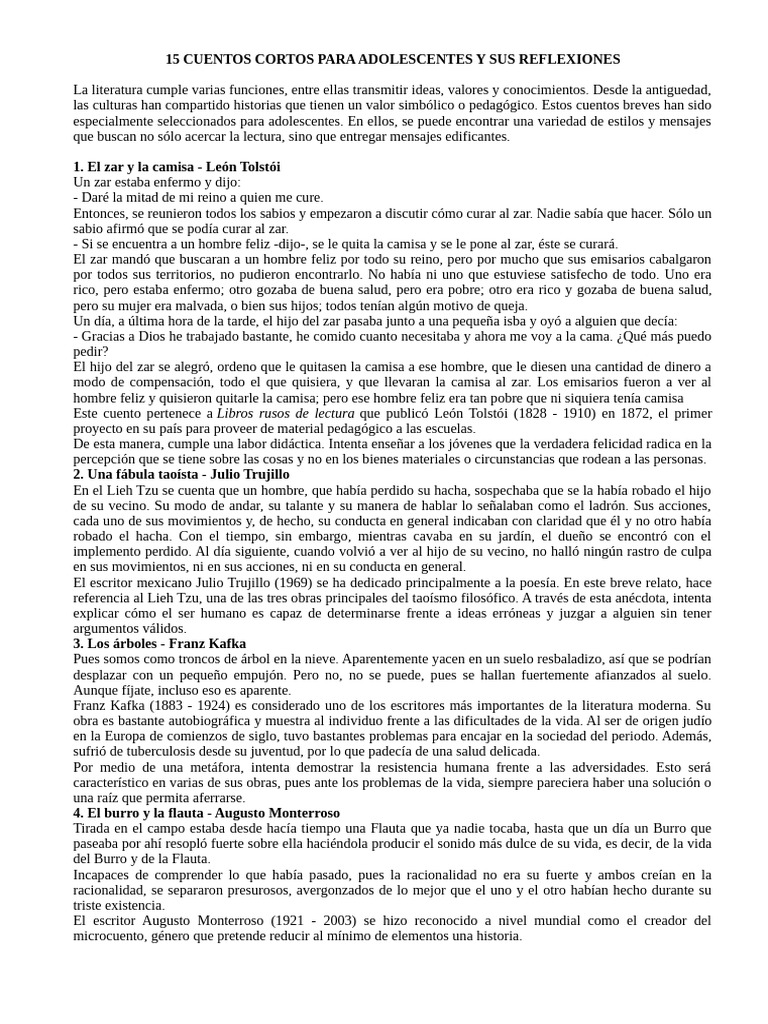 15 Cuentos Cortos Para Adolescentes y Sus Reflexiones | PDF | Incendios