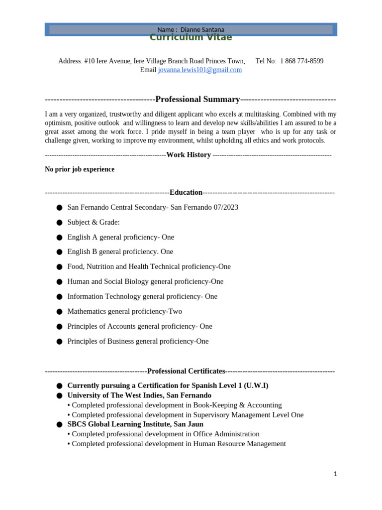 Jovanna Lewis' Curriculum Vitae (1) | PDF